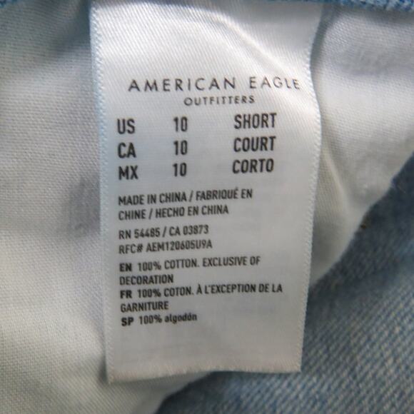 American Eagle 90's Straight Leg Jeans Ripped High Rise Mom Jeans 10 Short - Picture 7 of 7